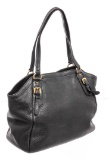 Prada Dark Blue Pebbled Leather Tote Bag