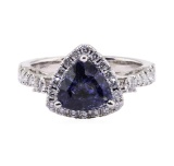 2.40 ctw Sapphire and Diamond Ring - 18KT White Gold