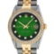 Rolex Mens 2 Tone 14K Green Vignette Diamond Lugs Datejust Wristwatch