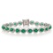 7.64 ctw Emerald and 2.63 ctw Diamond 14K White Gold Bracelet