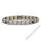 Art Deco Etched 14kt White Gold Diamond and Sapphire Filigree Line Bracelet