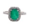 1.96 ctw Emerald and Diamond Ring - 14KT White Gold