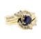 1.37 ctw Blue Sapphire And Diamond Ring And Band - 14KT Yellow Gold