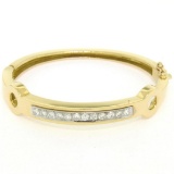 18kt Yellow and White Gold 1.01 ctw Diamond Open Bangle Bracelet