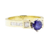 1.24 ctw Sapphire And Diamond Ring - 14KT Yellow Gold