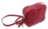 Gucci Red Microguccissima GG Leather Bree Crossbody Messenger Bag
