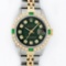 Rolex Ladies 2 Tone Green Diamond & Emerald Datejust Wristwatch