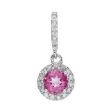 14k White Gold 0.90CTW Pink Topaz and Diamond Pendant, (I1-I2/G-H)