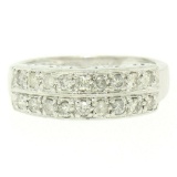 .950 Platinum 0.72 ctw Dual Row Round Diamond Band Ring w/ Open Gallery