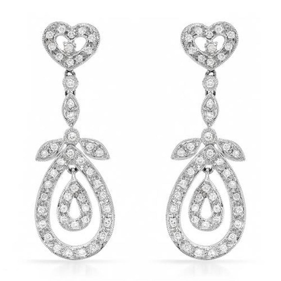 18k White Gold 0.78CTW Diamond Earrings, (SI3-I1/H-I)