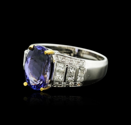 14KT Two-Tone Gold 3.91 ctw Tanzanite and Diamond Ring