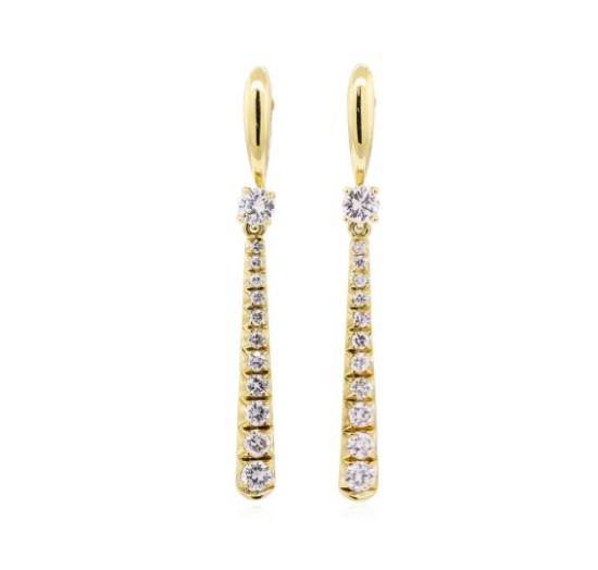 1.00 ctw Diamond Dangle Earrings - 18KT Yellow Gold