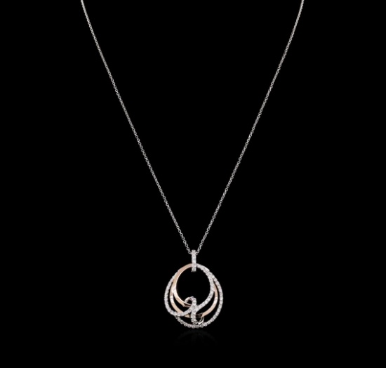 0.80 ctw Diamond Pendant With Chain - 14KT Two-Tone Gold
