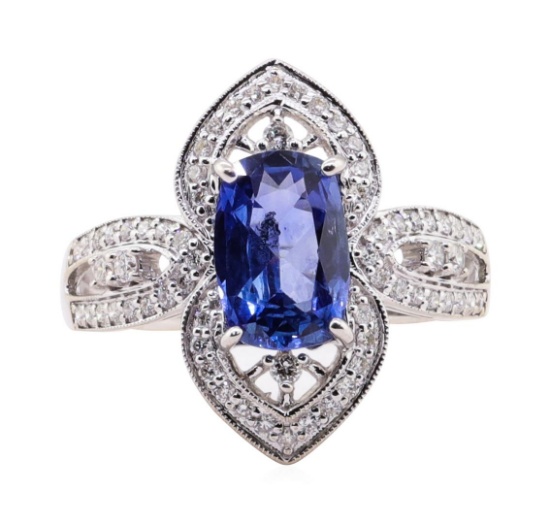 1.96 ctw Sapphire and Diamond Ring - 18KT White Gold