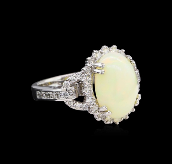 3.28 ctw Opal and Diamond Ring - 14KT White Gold