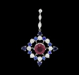 2.22 ctw Ruby, Sapphire and Diamond Pendant - 14KT White Gold