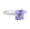 3.12 ctw Blue Sapphire and Diamond Ring - 18KT White Gold