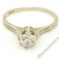 Art Deco Etched 14kt White Gold 0.60 ctw European Diamond Solitaire Engagement R