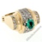 14kt Yellow Gold 2.10 ctw Oval Emerald and Round Diamond Cocktail Ring w/ Arthri