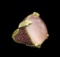 30.62 ctw Rose Quartz, Pink Sapphire and Diamond Ring - 18KT Yellow Gold