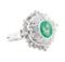 2.84 ctw Emerald And Diamond Double Halo Ring - 14KT White Gold