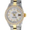 Rolex Ladies 2 Tone 18K Gold Bezel Silver Diamond 26MM Datejust Wristwatch