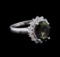 3.10 ctw  Green Tourmaline and Diamond Ring - 14KT White Gold