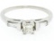 14k White Gold 0.66 ctw Princess Diamond Engagement Ring Tapered Baguette Accent