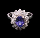 2.00 ctw Tanzanite and Diamond Ring - 14KT White Gold