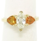 14kt Yellow Gold 1.62 ctw Diamond and Yellow Sapphire 3 Stone Ring