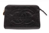 Chanel Vintage Black Caviar Leather Timeless Pouch