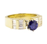 1.95 ctw Blue Sapphire And Diamond Ring - 14KT Yellow Gold