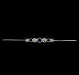 1.12 ctw Sapphire and Diamond Brooch - 14KT Yellow Gold