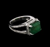 5.35 ctw Emerald and Diamond Ring - 14KT White Gold