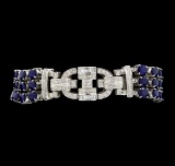 13.65 ctw Sapphire And Diamond Bracelet - 18KT White Gold