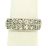 Platinum .65 ctw European & Single Cut Diamond Double Band Ring