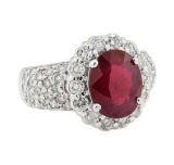 5.52 ctw Ruby and Diamond Ring - 14KT White Gold