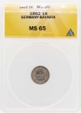 1862 Germany-Bavaria 1 Kreuzer Coin ANACS MS65