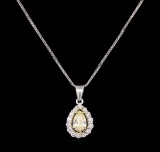 1.42 ctw Diamond Pendant With Chain - 14KT White Gold