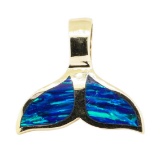 Inlaid Opal Whale's Tail Pendant - 14KT Yellow Gold