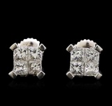 1.64 ctw Diamond Earrings - 14KT White Gold