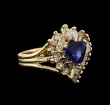1.26 ctw Sapphire and Diamond Ring - 14KT Yellow Gold