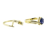 1.50 ctw Blue Sapphire and Diamond Ring Set - 14KT Yellow Gold