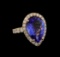 9.00 ctw Tanzanite and Diamond Ring - 14KT Yellow Gold