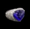 13.10 ctw Sapphire and Diamond Ring - 18KT White Gold