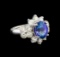 14KT White Gold 4.14 ctw Tanzanite and Diamond Ring