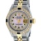 Rolex Ladies 2 Tone 14K Pink MOP Emerald & Sapphire Datejust Wriswatch