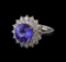 4.85 ctw Tanzanite and Diamond Ring - 14KT White Gold