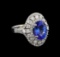 2.93 ctw Tanzanite and Diamond Ring - 14KT White Gold