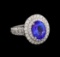 4.08 ctw Tanzanite and Diamond Ring - 14KT White Gold